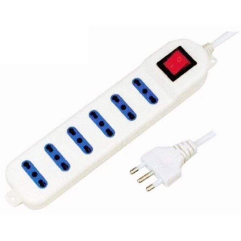 foto del prodotto trade shop traesio multipresa ciabatta corrente elettrica 6 posti 10 16a bipasso con interruttore 