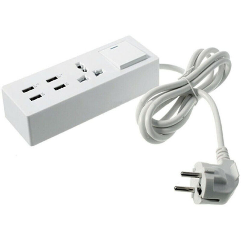 foto del prodotto trade shop traesio multipresa ciabatta elettrica con 1 prese universali 4 usb con interruttore 