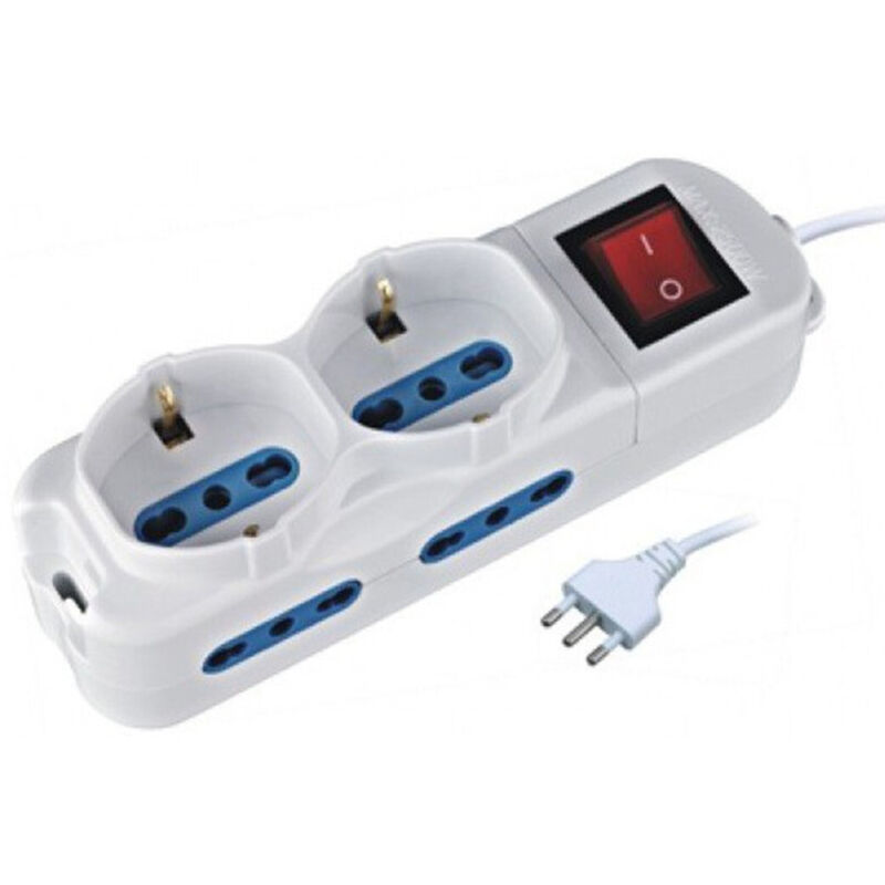 foto del prodotto trade shop traesio multipresa elettrica 6 posti con interruttore e cavo 4 spine italiane 2 shuko 