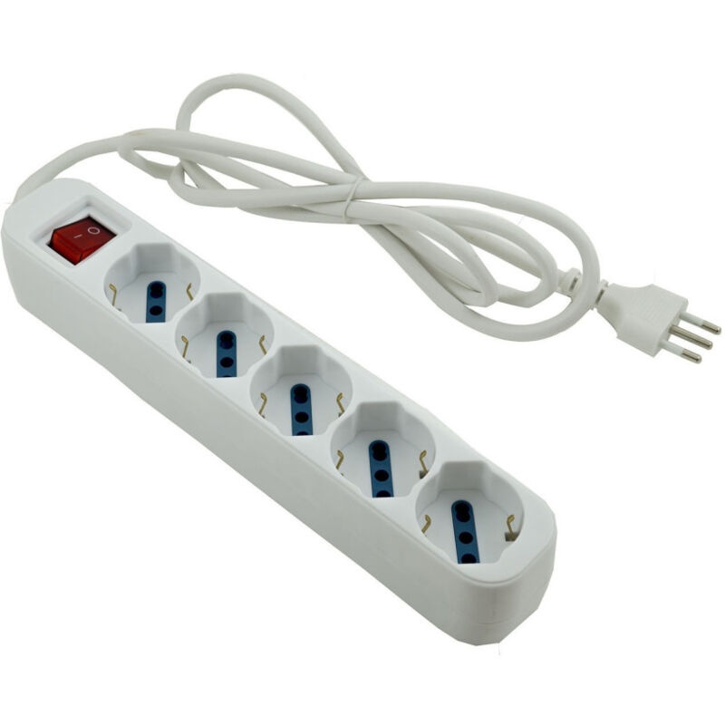foto del prodotto trade shop traesio multipresa elettrica ciabatta 5 ingressi bipasso schuko 10 16a interruttore 