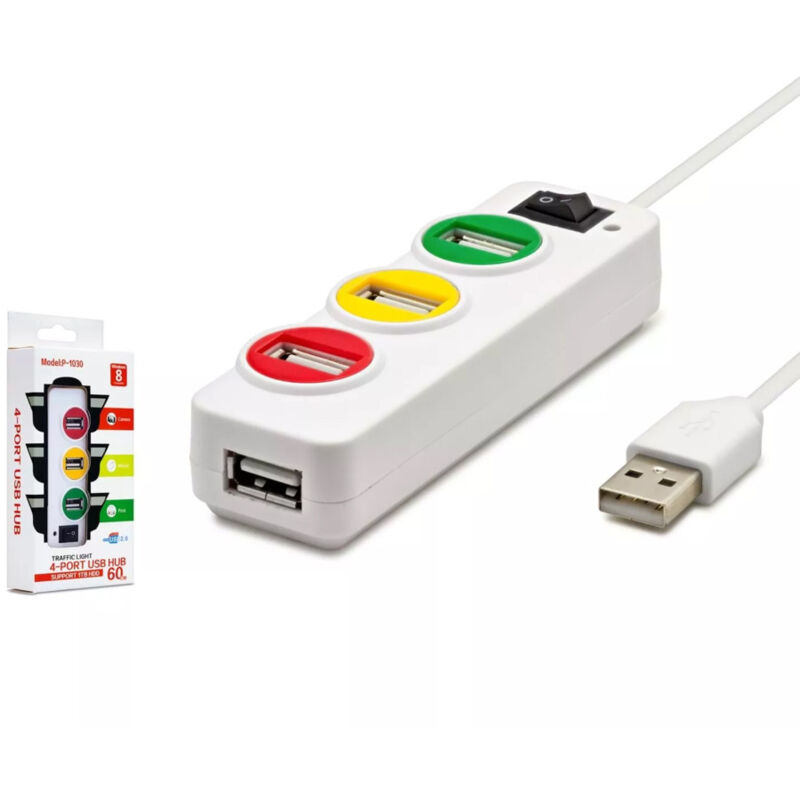 foto del prodotto trade shop traesio multipresa scarpetta hub 4 porte usb 2.0 con interruttore trasferimento dati 1tb 