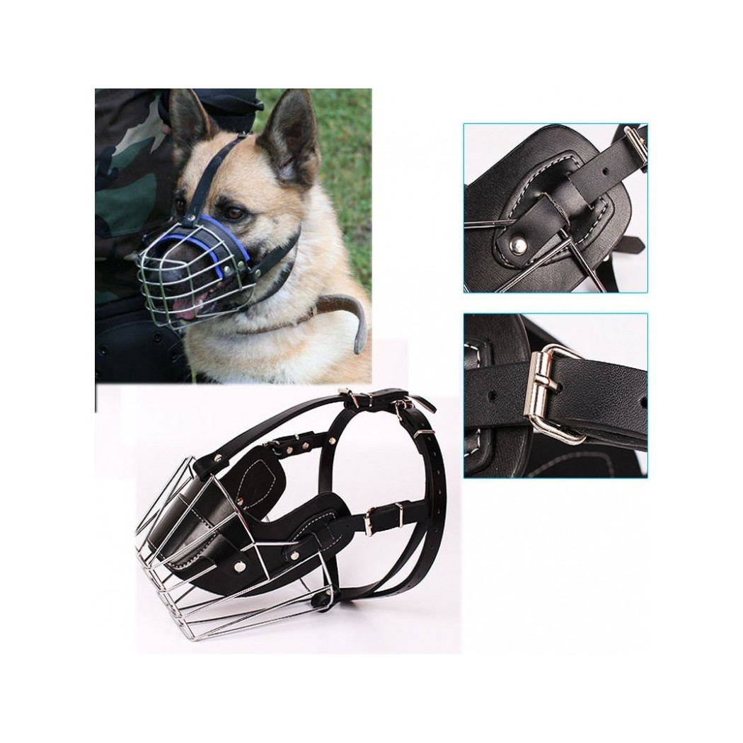 foto del prodotto trade shop traesio museruola taglia l xl metallo grande cane cani regolabile per toelettatura anti abbaio morso sicurezza 
