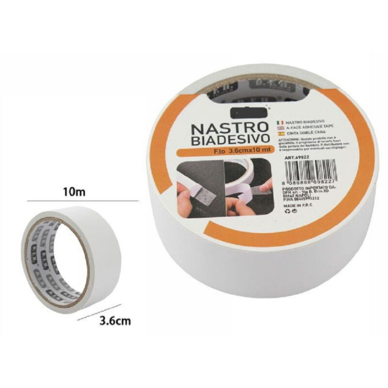 foto del prodotto trade shop traesio nastro biadesivo nastri rotolo super resistente 3.6 cm x 10 metri 69822 