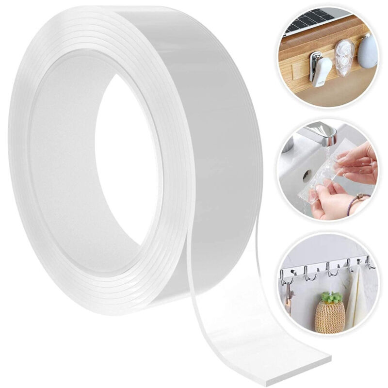 foto del prodotto trade shop traesio nastro biadesivo trasparente milleusi adesivo attacca tutto 3cm x 2 mt acrilico 