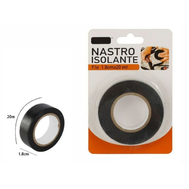 foto del prodotto trade shop traesio nastro isolante rotolo nero 1,8 cm x 20 metri elettricista fai da te pvc 69844 