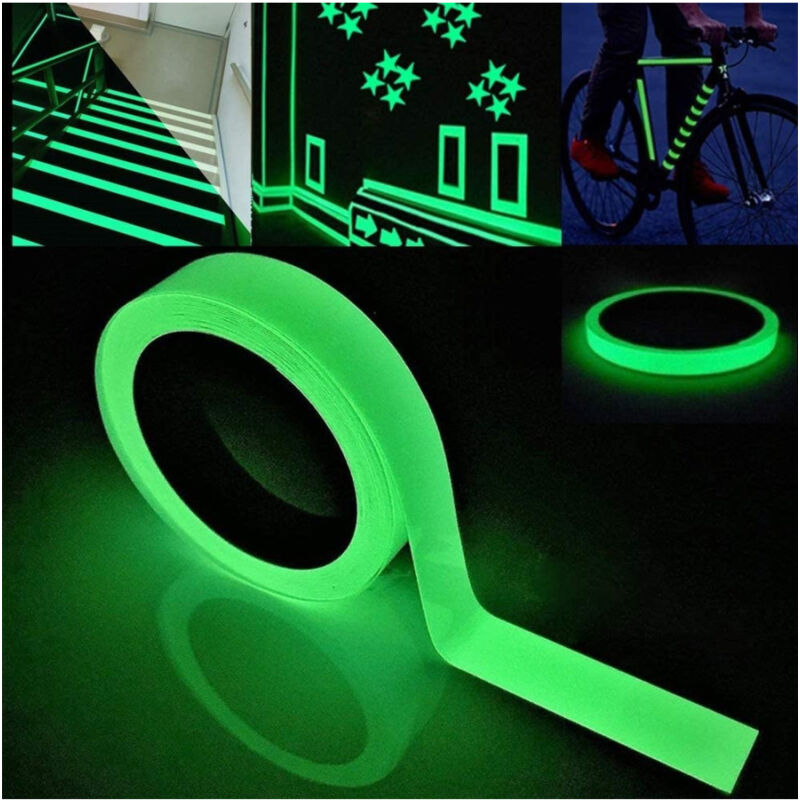 foto del prodotto trade shop traesio nastro luminoso adesivo fluorescente sicurezza impermeabile luce verde 3mt x 3cm 