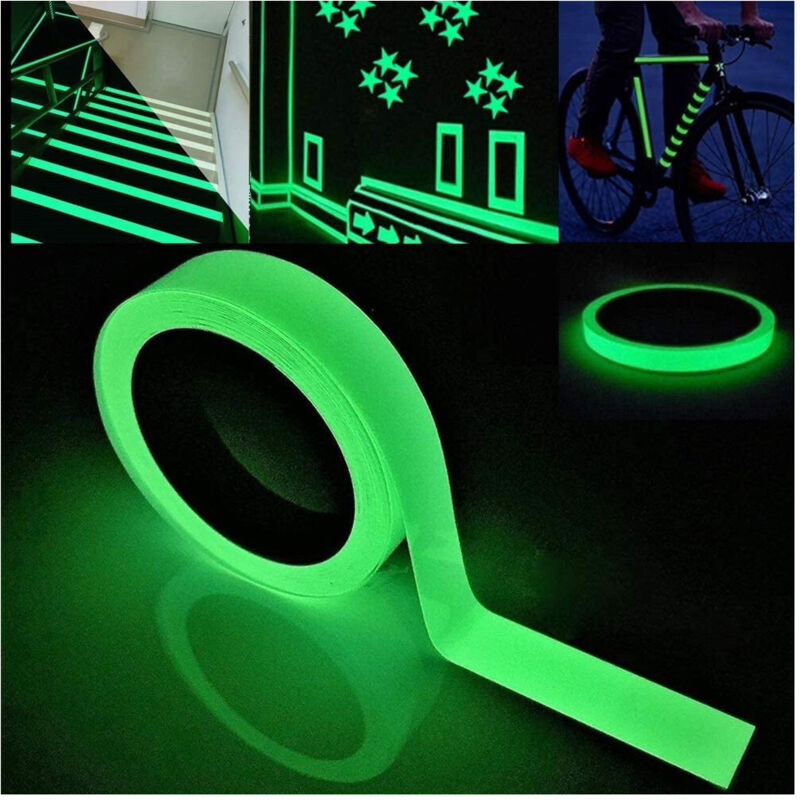 foto del prodotto trade shop traesio nastro luminoso adesivo fluorescente sicurezza impermeabile luce verde 5mt x 3cm 