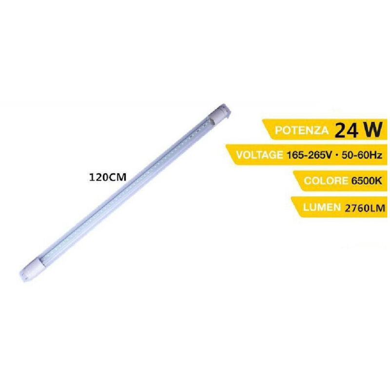 foto del prodotto trade shop traesio neon led smd t8 24 watt luce fredda 6500k tubo 120 cm alta luminosit t8 120af 