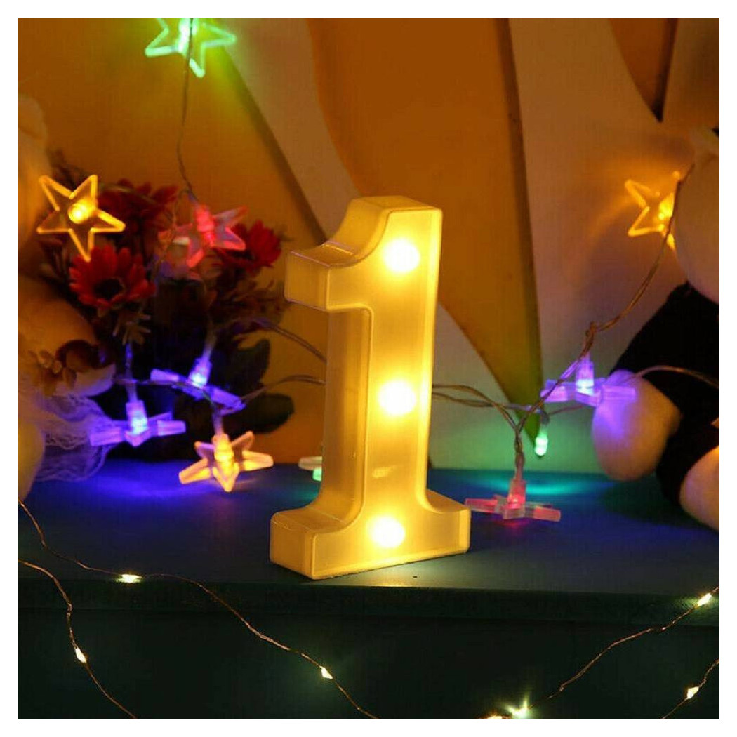 foto del prodotto trade shop traesio numero 1 luminoso bianco a led decoro per eventi feste luce calda 3000k 16x3cm 
