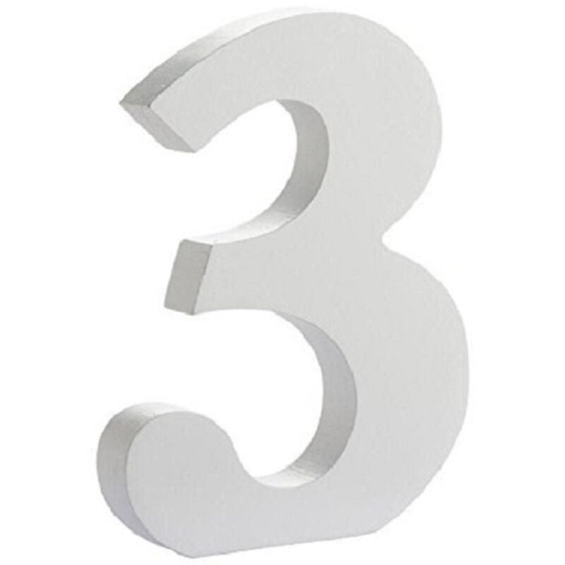 foto del prodotto trade shop traesio numero 3 legno bianco 11cm decorazione confettata matrimonio compleanno wedding 