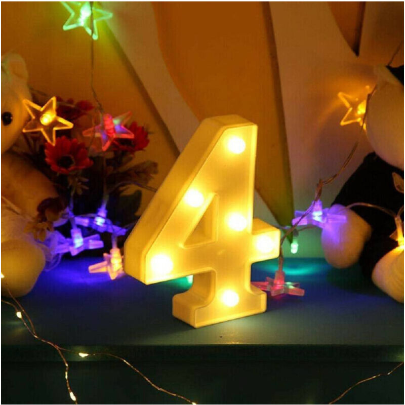 foto del prodotto trade shop traesio numero 4 luminoso bianco a led decoro per eventi feste luce calda 3000k 16x3cm 
