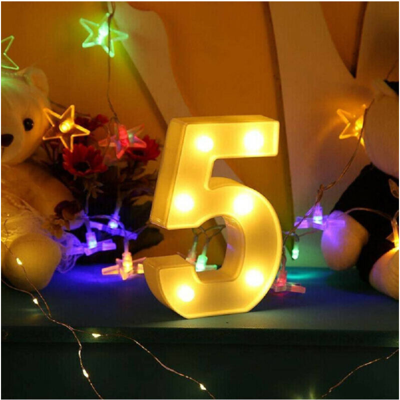 foto del prodotto trade shop traesio numero 5 luminoso bianco a led decoro per eventi feste luce calda 3000k 16x3cm 