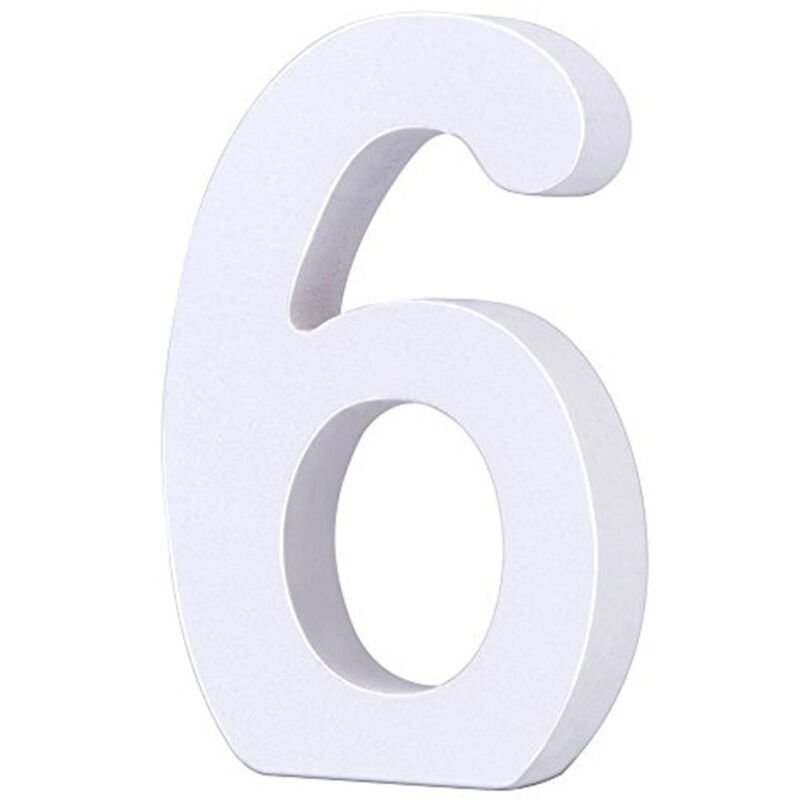 foto del prodotto trade shop traesio numero 6 in legno bianco decorazione confettata matrimonio compleanno promessa 