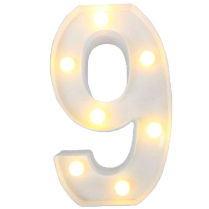 foto del prodotto trade shop traesio numero 9 luminoso con luci led a batteria decorazioni per la casa dim. 22 cm 