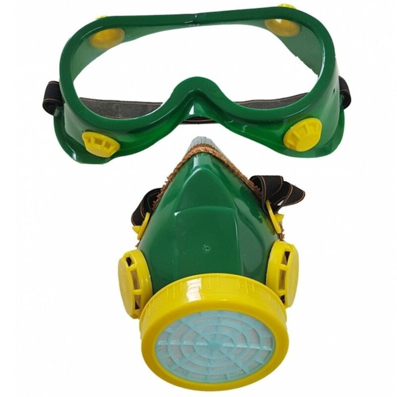 foto del prodotto trade shop traesio occhiali maschera con respiratore filtro antipolvere gas protezione sicurezza 