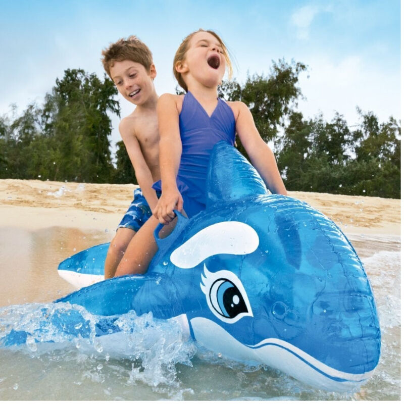 foto del prodotto trade shop traesio - orca cavalcabile gioco gonfiabile per bambini 152x144cm mare piscina blu -