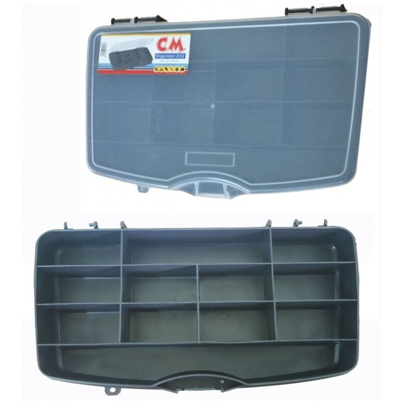 foto del prodotto trade shop traesio organizer 4 x 15.5 x 26.5cm cassetta attrezzi porta minuteria minuterie 12 vaschette 