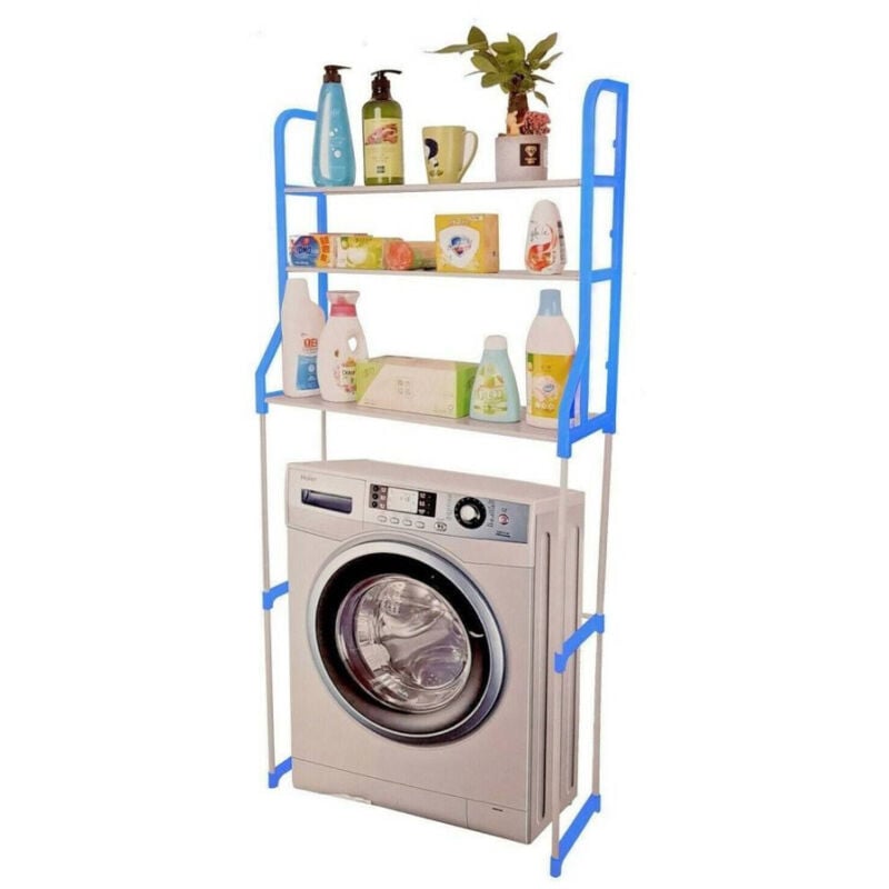 foto del prodotto trade shop traesio organizer con 3 mensole scaffale sopra lavatrice wc bagno salvaspazio 