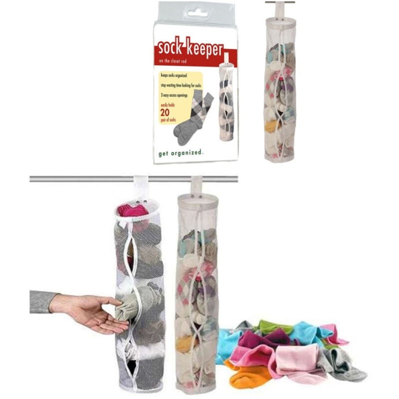 foto del prodotto trade shop traesio organizer per 20 paia di calzini mai piu calzini sparsi per casa da appendere 
