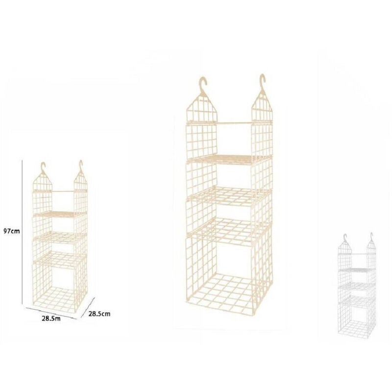 foto del prodotto trade shop traesio - organizer per armadi 5 ripiani con ganci grucce salvaspazio 97 x 29 x 29cm 70947 -