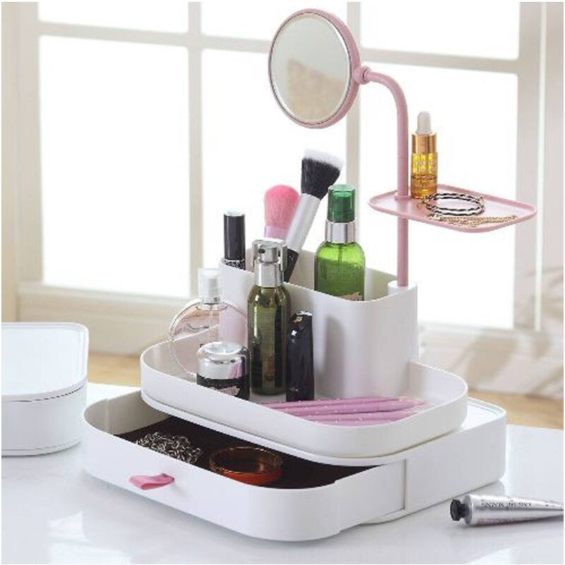 foto del prodotto trade shop traesio organizzatore porta cosmetici make up con specchio rotante espositore organizer 