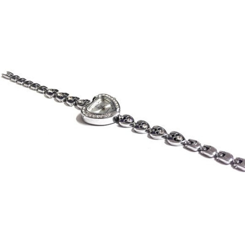 foto del prodotto trade shop traesio orologio a cuore con strass piccoli taglio swarovski su quadrante e bracciale 