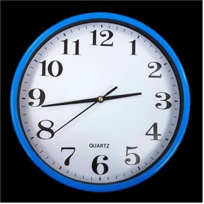 foto del prodotto trade shop traesio orologio da parete tondo quarzo muro cornice blu diametro 22 cm 