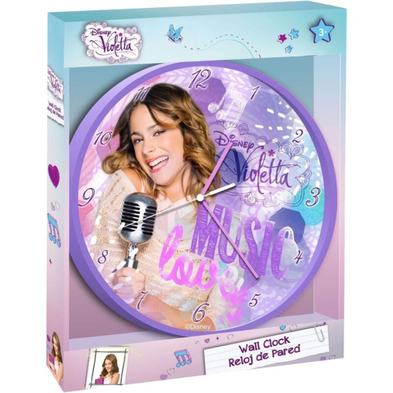 foto del prodotto trade shop traesio orologio da parete violetta disney per stanzetta bambine idea regalo rosa viola 