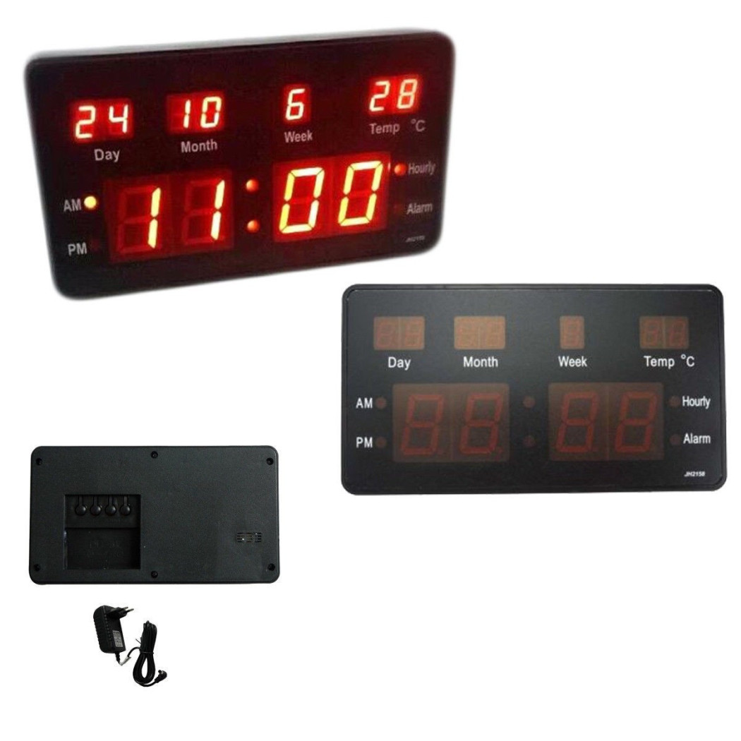 foto del prodotto trade shop traesio orologio digitale a led da parete da scrivania data temperatura sveglia jh2158 