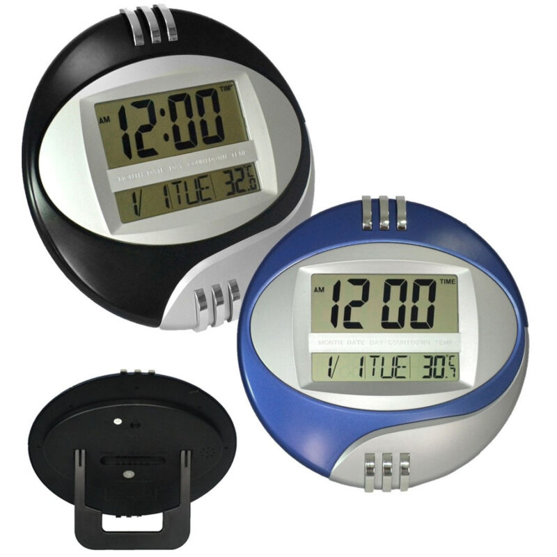 foto del prodotto trade shop traesio orologio digitale da per parete muro tavolo datario temperatura display lcd 
