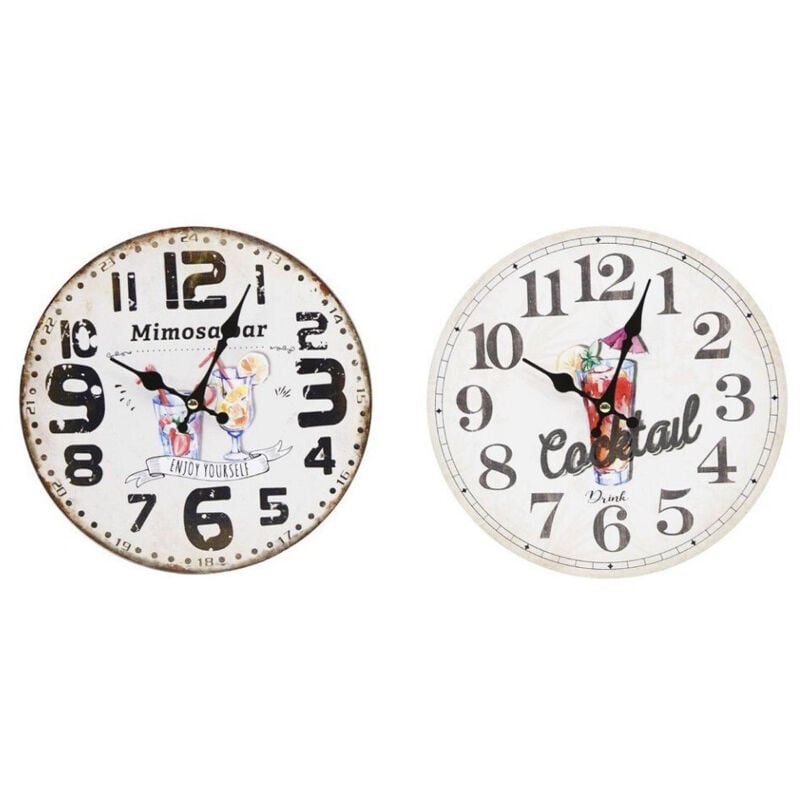 foto del prodotto trade shop traesio - orologio in legno da parete analogico vintage drink cocktail cucina casa 218700 -