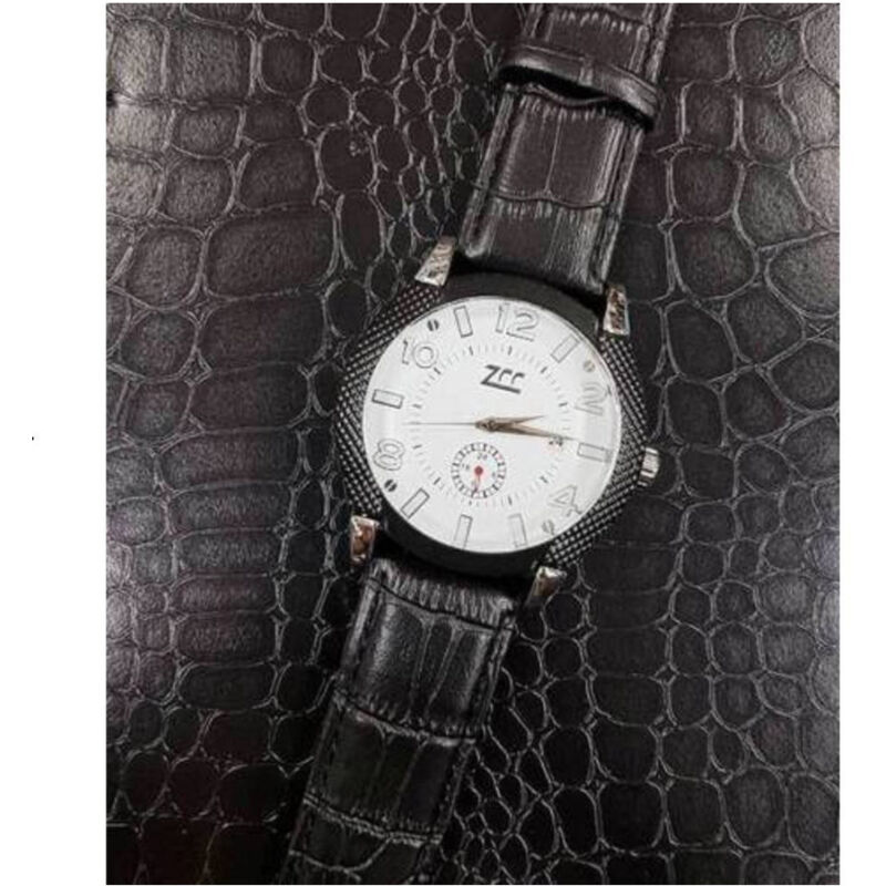 foto del prodotto trade shop traesio orologio polso zcc z002 uomo compass automatico data cinturino pelle nero bianco 