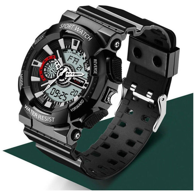 foto del prodotto trade shop traesio orologio sportivo sanda uomo resistente acqua cronografo sveglia ner bi 