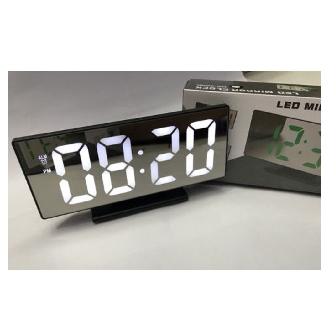 foto del prodotto trade shop traesio orologio sveglia datario ds 3618l specchio termometro digitale da tavolo lcd 