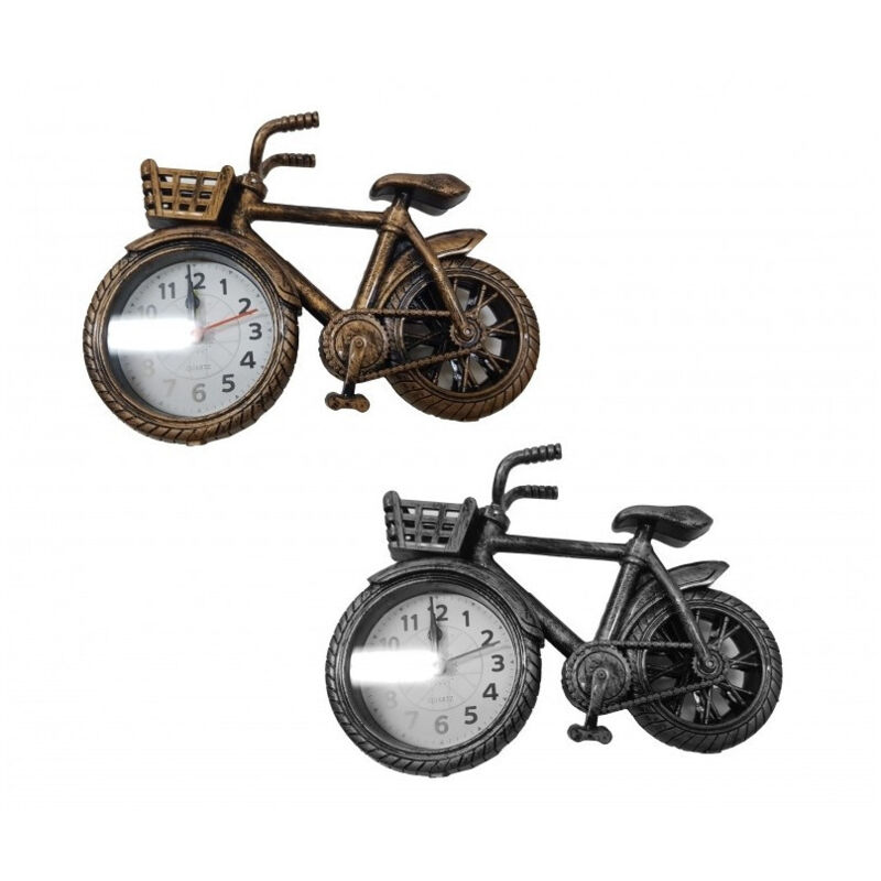 foto del prodotto trade shop traesio - orologio sveglia tavolo forma bicicletta bike cestino analogica allarme casa -