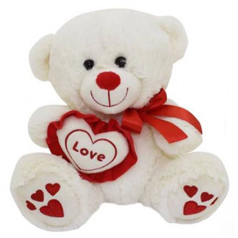 foto del prodotto trade shop traesio - orso con cuore love e fiocco 25 cm peluche pupazzo san valentino 2 colori 67808 -