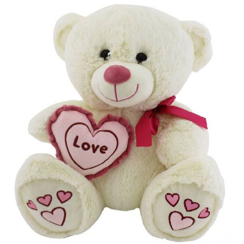 foto del prodotto trade shop traesio orso con cuore love fiocco 35cm peluche orsacchiotto san valentino 2 colori 67815 