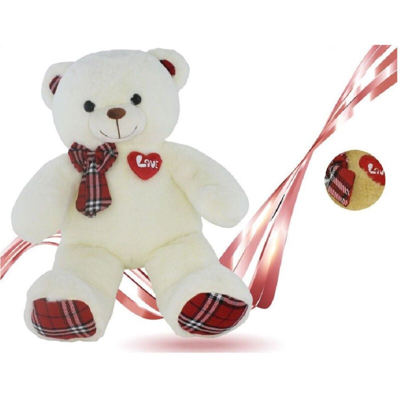foto del prodotto trade shop traesio - orso peluche con fiocco cuoricino alto 30cm san valentino colori assortiti 94359 -