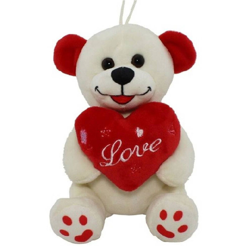 foto del prodotto trade shop traesio - orso peluche orsetto con cuore scritta love 16cm laccio idea san valentino 94879 -
