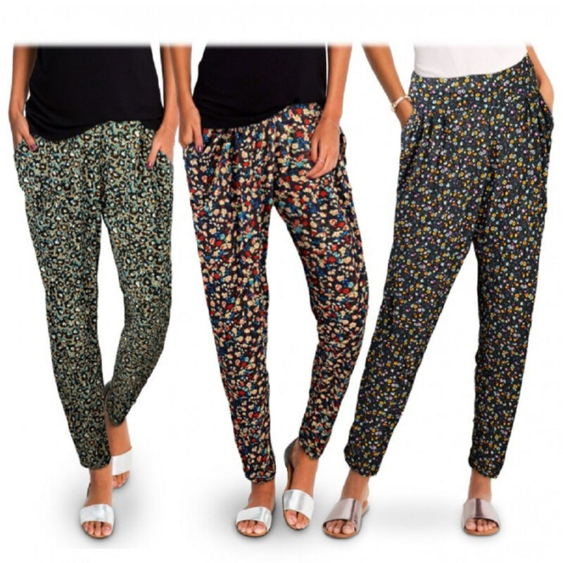 foto del prodotto trade shop traesio pack da 3 pantaloni da donna alla turca ass. floreal fantasia fiori xl xxl