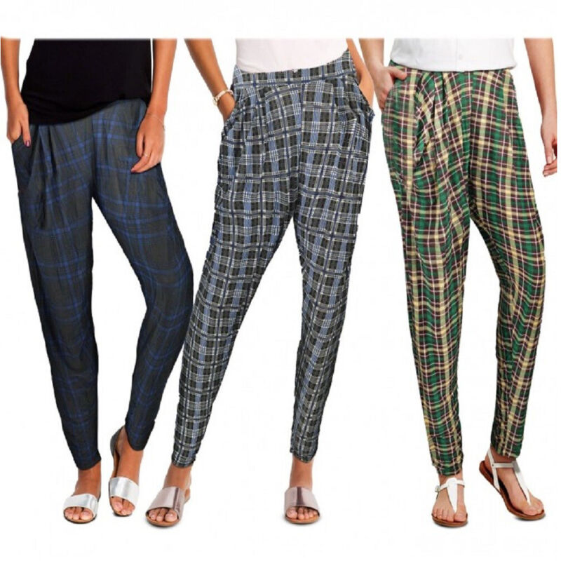foto del prodotto trade shop traesio pack da 3 pantaloni da donna alla turca ass. style tartan scacchi xl xxl
