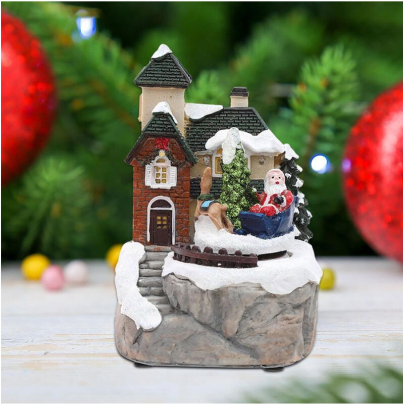 foto del prodotto trade shop traesio paesaggio statuette tema decorazione natale da 15 cm con luce a led vari modelli 