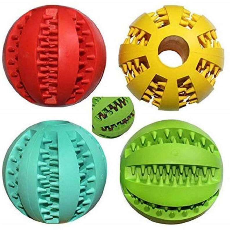 foto del prodotto trade shop traesio pallina palla 7cm gioco cane plastica interattivo masticazione cibo denti animal 