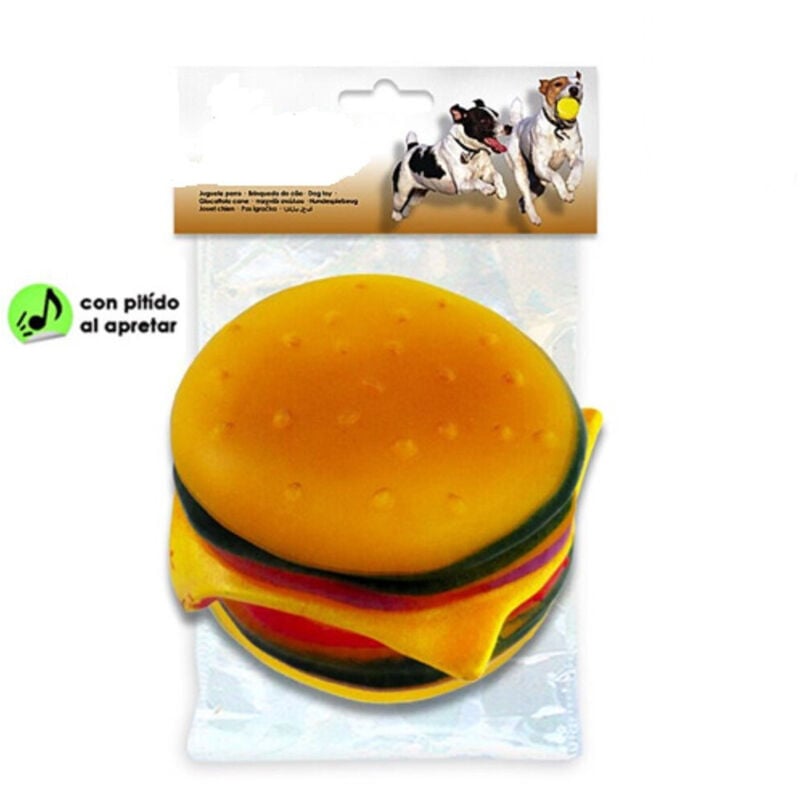 foto del prodotto trade shop traesio panino hamburgher giocattolo per cani gatti con suoni 18 x 12 cm giocattoli cane 