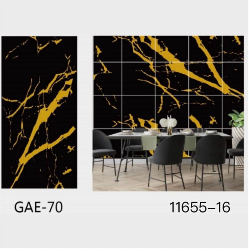 foto del prodotto trade shop traesio pannello adesivo effetto marmo nero striato oro pareti paraschizzi 300x60cm stanza 
