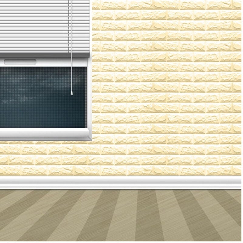 foto del prodotto trade shop traesio - pannello adesivo per decorazione parete effetto pietra muro 70 x 60 cm beige -
