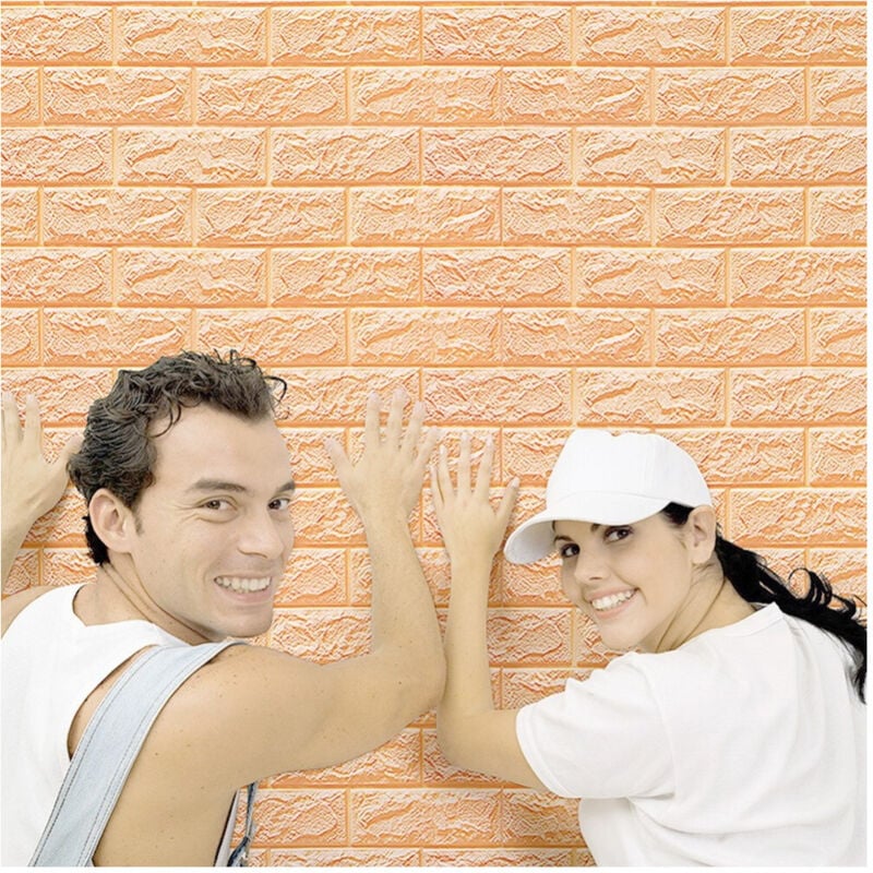foto del prodotto trade shop traesio - pannello adesivo per decorazione parete effetto pietra muro 70 x 60 cm rosa -