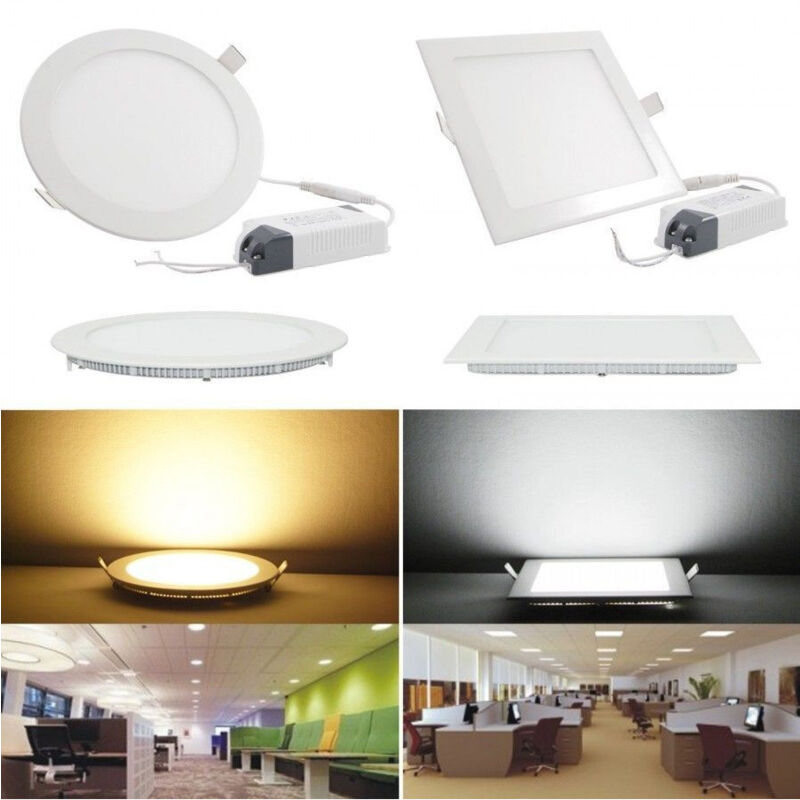 foto del prodotto trade shop traesio pannello faretto tondo o quadrato a led da 6 a 25 w ad incasso luce freddo caldo bianco caldo 6 watt quadrato 