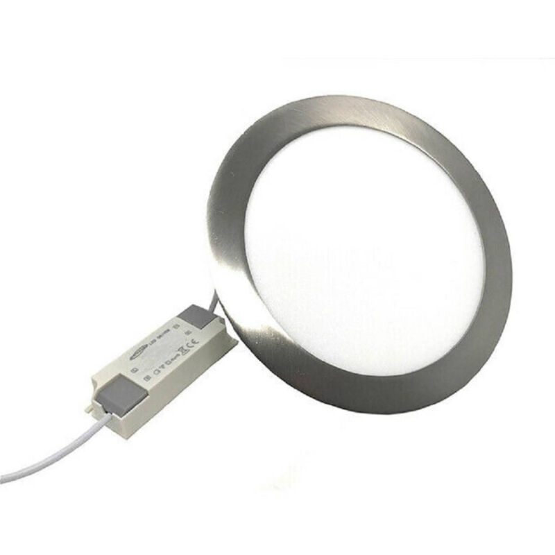 foto del prodotto trade shop traesio pannello led incasso silver tondo slim 12 w luce 6500k 3000k 4000k p155a a bianco caldo 