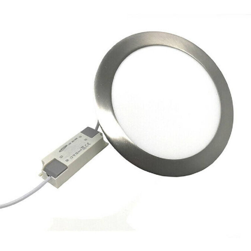 foto del prodotto trade shop traesio pannello led incasso silver tondo slim 3 w luce 6500k 3000k 4000k p73a a bianco caldo 